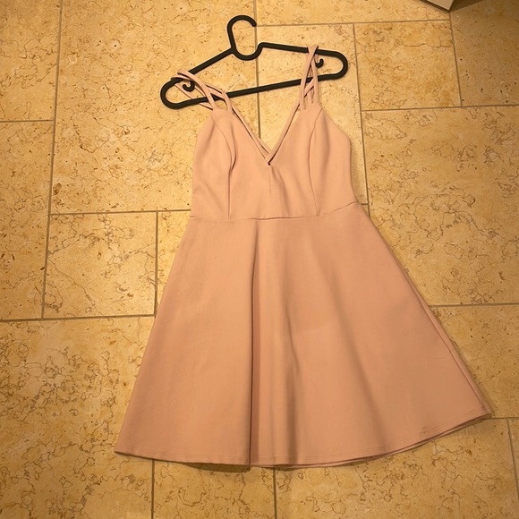 Boutique 1861 Light Pink Skater Dress with Crossed Strap Neckline - Picture 3 of 3